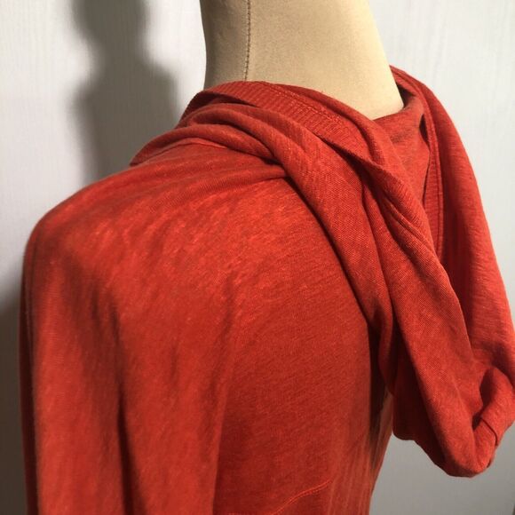 EILEEN FISHER Linen Cardigan Womens XS Orange Dolman Sleeves Hoodie Sweater - Picture 11 of 14